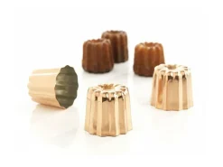Lote de 4 moldes de cobre estañado para cannelés auténticos y crujientes