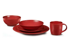 Lote de 6 Platos Llanos Stone Rojo 27 cm - Colección Médard de Noblat