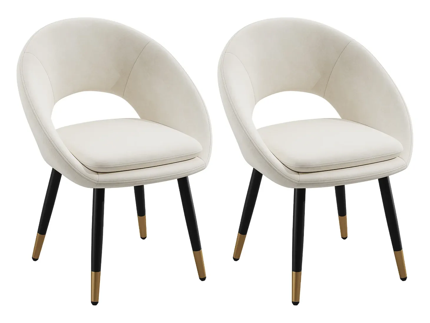 Lote de 2 sillas - Con respaldo ergonómico - Estilo moderno - Tejido de terciopelo - Beige