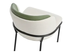 Lote de 2 Sillas - Lino y simil cuero - patas de metal - estilo contemporáneo - Verde + Beige