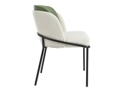 Lote de 2 Sillas - Lino y simil cuero - patas de metal - estilo contemporáneo - Verde + Beige