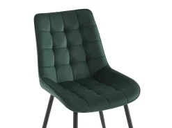 Lote de 6 sillas acolchadas - Terciopelo y metal negro - Verde - OLLUA