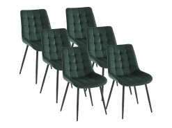 Lote de 6 sillas acolchadas - Terciopelo y metal negro - Verde - OLLUA