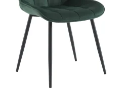 Lote de 6 sillas acolchadas - Terciopelo y metal negro - Verde - OLLUA
