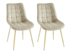 Lote de 2 sillas acolchadas de terciopelo y metal dorado - Beige - OLLUA