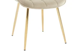 Lote de 2 sillas acolchadas de terciopelo y metal dorado - Beige - OLLUA