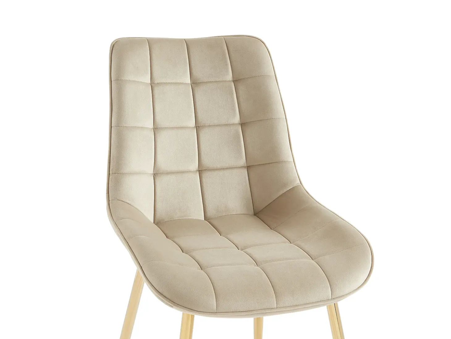 Lote de 2 sillas acolchadas de terciopelo y metal dorado - Beige - OLLUA