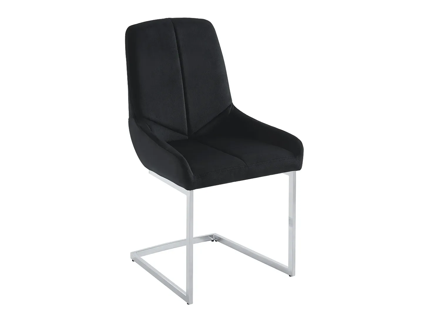Lote de 2 sillas cantilever de terciopelo y metal cromado - Negro - BERLONA