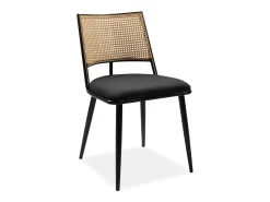 Lote de 4 sillas con mimbre natural y estructura de metal negro L47 cm - SCHILLER