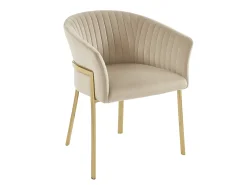 Lote de 6 sillas con reposabrazos de terciopelo y metal dorado - Beige - ZAOVA