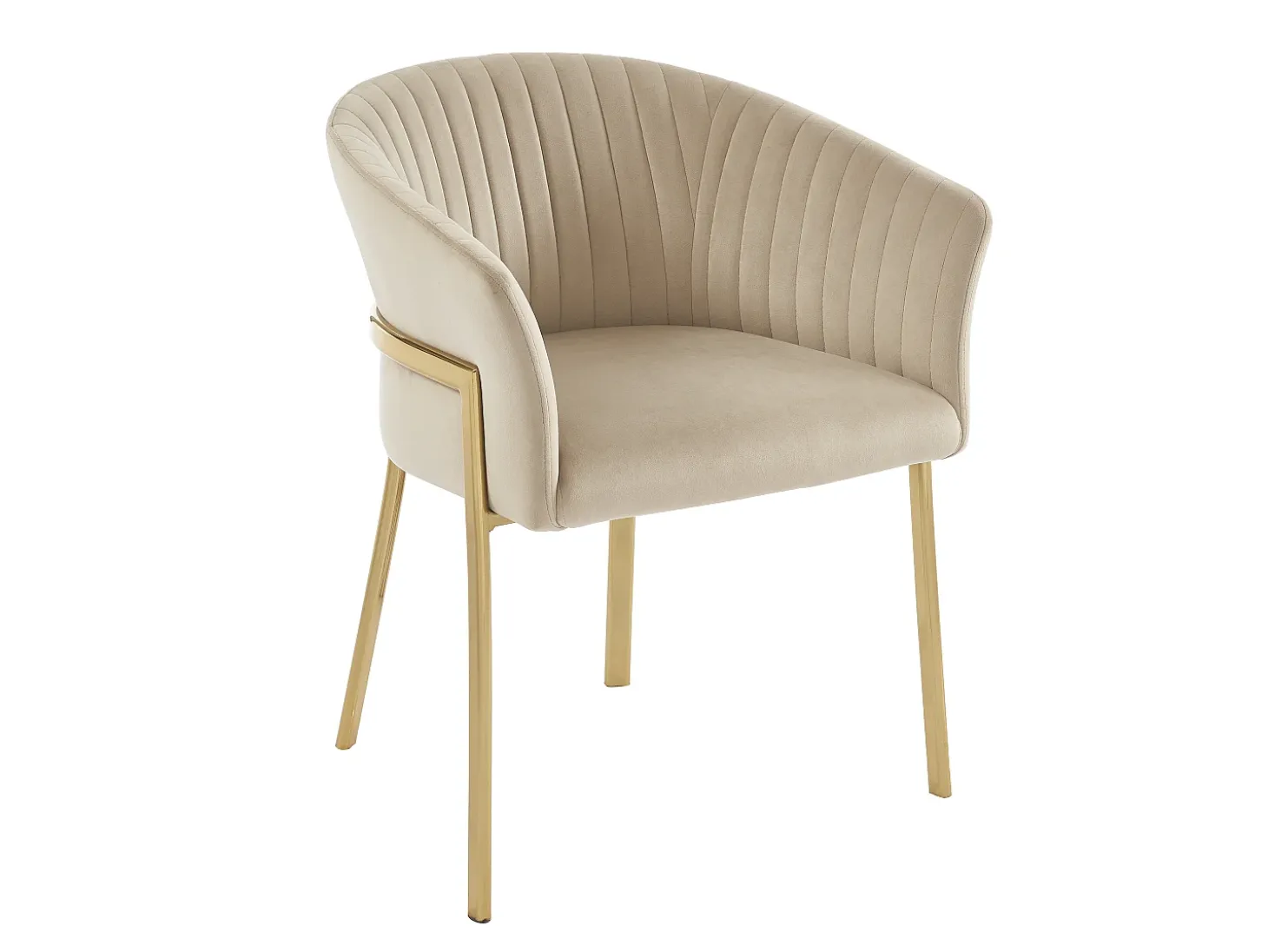 Lote de 6 sillas con reposabrazos de terciopelo y metal dorado - Beige - ZAOVA