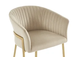 Lote de 6 sillas con reposabrazos de terciopelo y metal dorado - Beige - ZAOVA