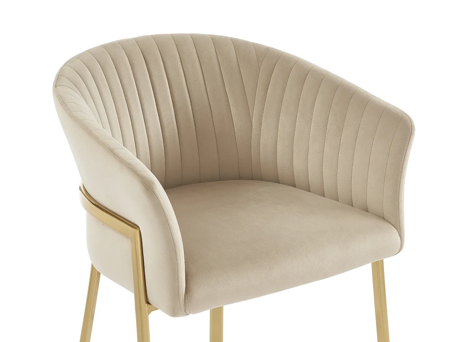 Lote de 6 sillas con reposabrazos de terciopelo y metal dorado - Beige - ZAOVA