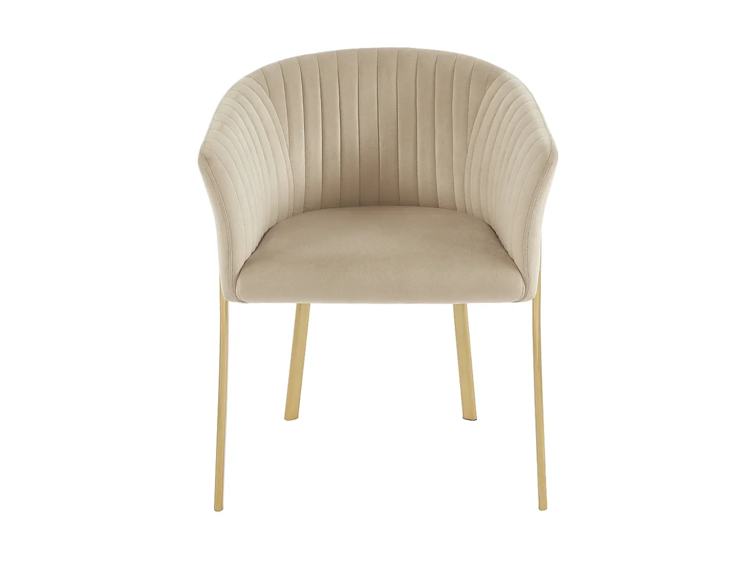 Lote de 6 sillas con reposabrazos de terciopelo y metal dorado - Beige - ZAOVA