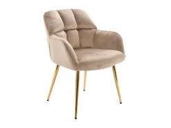 Lote de 6 sillas con reposabrazos - Terciopelo y metal dorado - Beige - PEGA