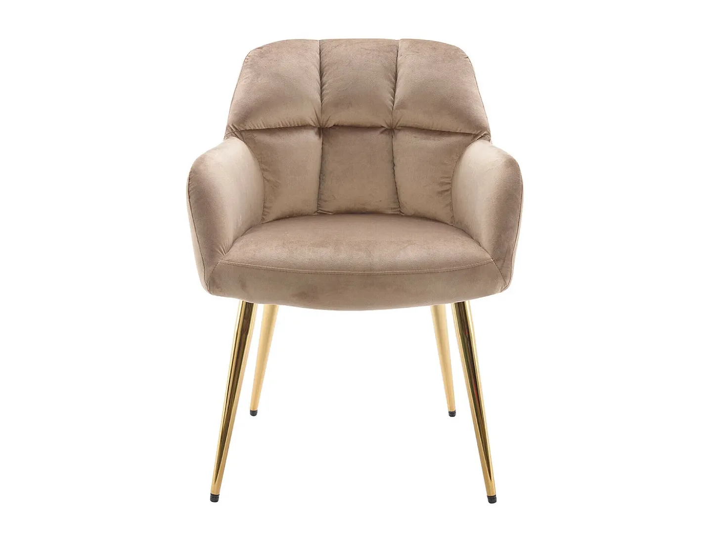 Lote de 6 sillas con reposabrazos - Terciopelo y metal dorado - Beige - PEGA