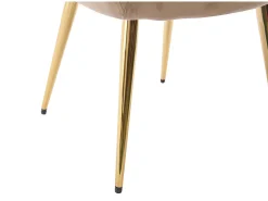 Lote de 6 sillas con reposabrazos - Terciopelo y metal dorado - Beige - PEGA