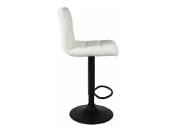 Lote de 2 sillas de bar, asiento de tela bouclé, respaldo alto acolchado, altura ajustable, giratorio, patas de metal negro SIVAN (blanco negro)