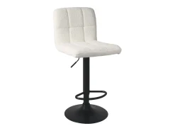 Lote de 2 sillas de bar, asiento de tela bouclé, respaldo alto acolchado, altura ajustable, giratorio, patas de metal negro SIVAN (blanco negro)