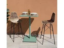 Lote de 2 sillas de bar de jardín de 76 cm en resina trenzada marrón - Tiptur