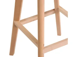 Lote de 2 sillas de bar escandinavas de 70 cm, asiento amplio con respaldo alto, cojín de cuero sintético, patas de madera TIKA (gris)