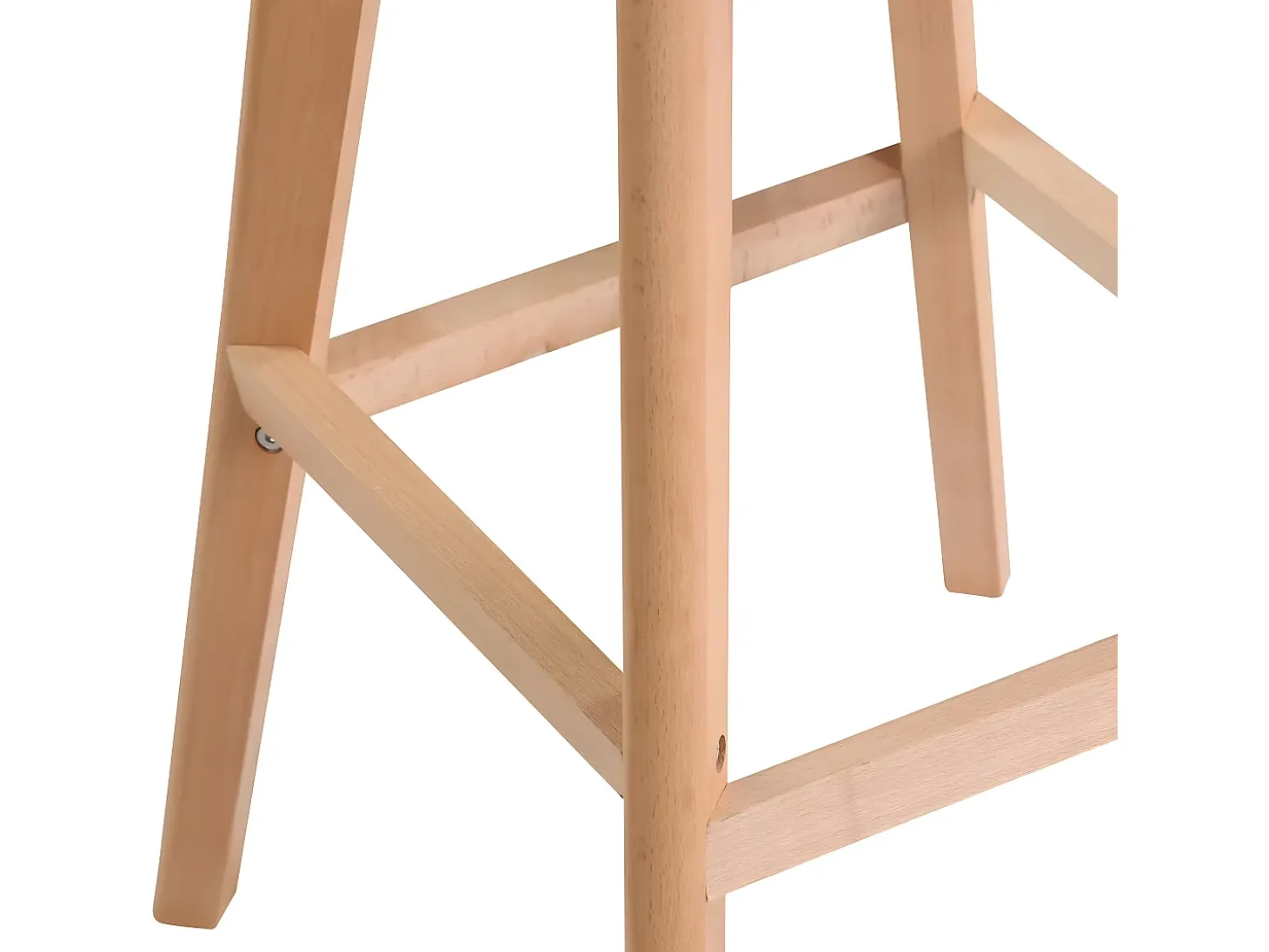 Lote de 2 sillas de bar escandinavas de 70 cm, asiento amplio con respaldo alto, cojín de cuero sintético, patas de madera TIKA (blanco)