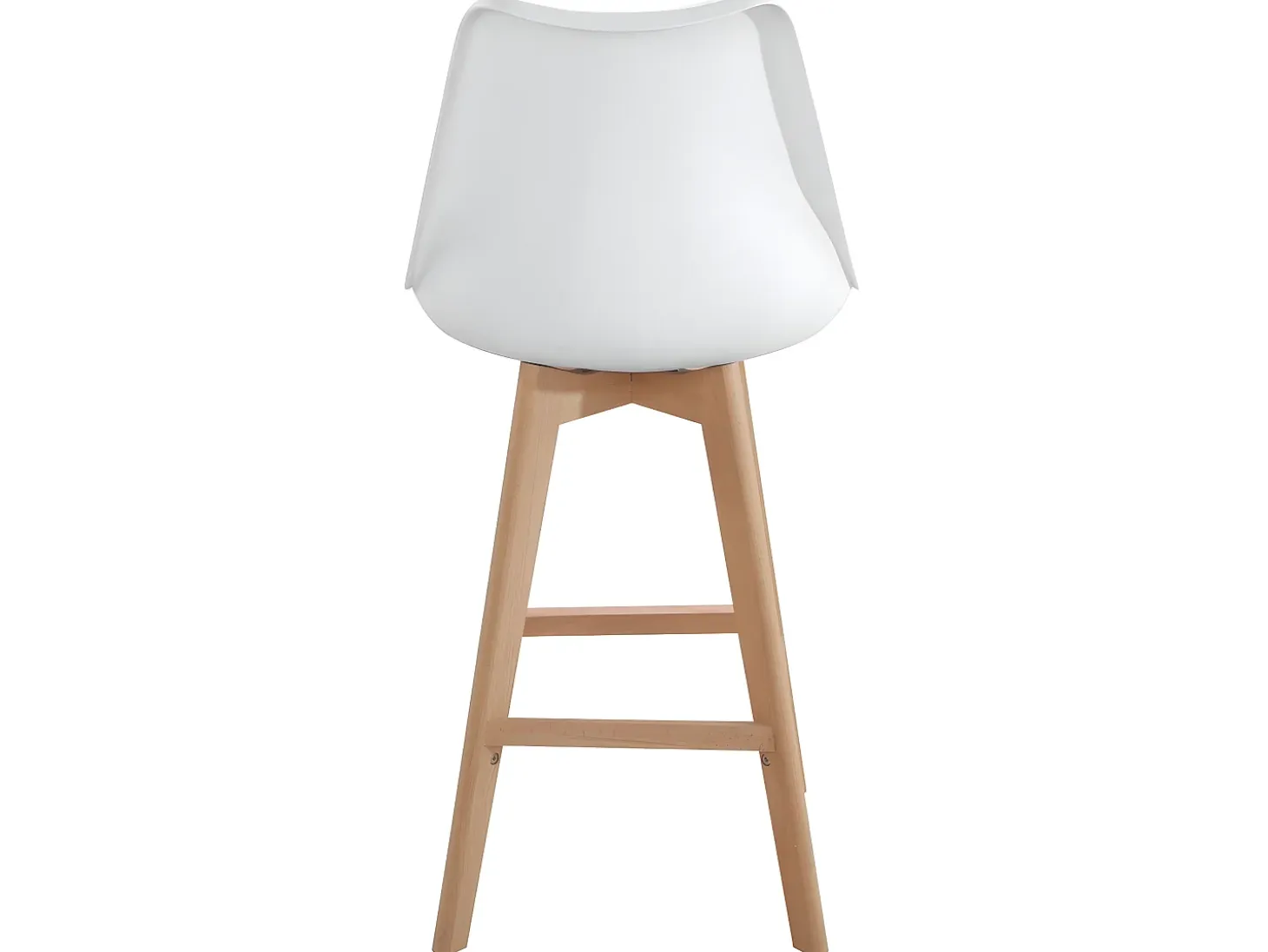 Lote de 2 sillas de bar escandinavas de 70 cm, asiento amplio con respaldo alto, cojín de cuero sintético, patas de madera TIKA (blanco)