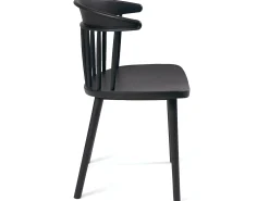 Lote de 2 sillas de cocina negras con respaldo de estilo Windsor occidental, asiento de plástico flexible con respaldo envolvente DIA (Negro)
