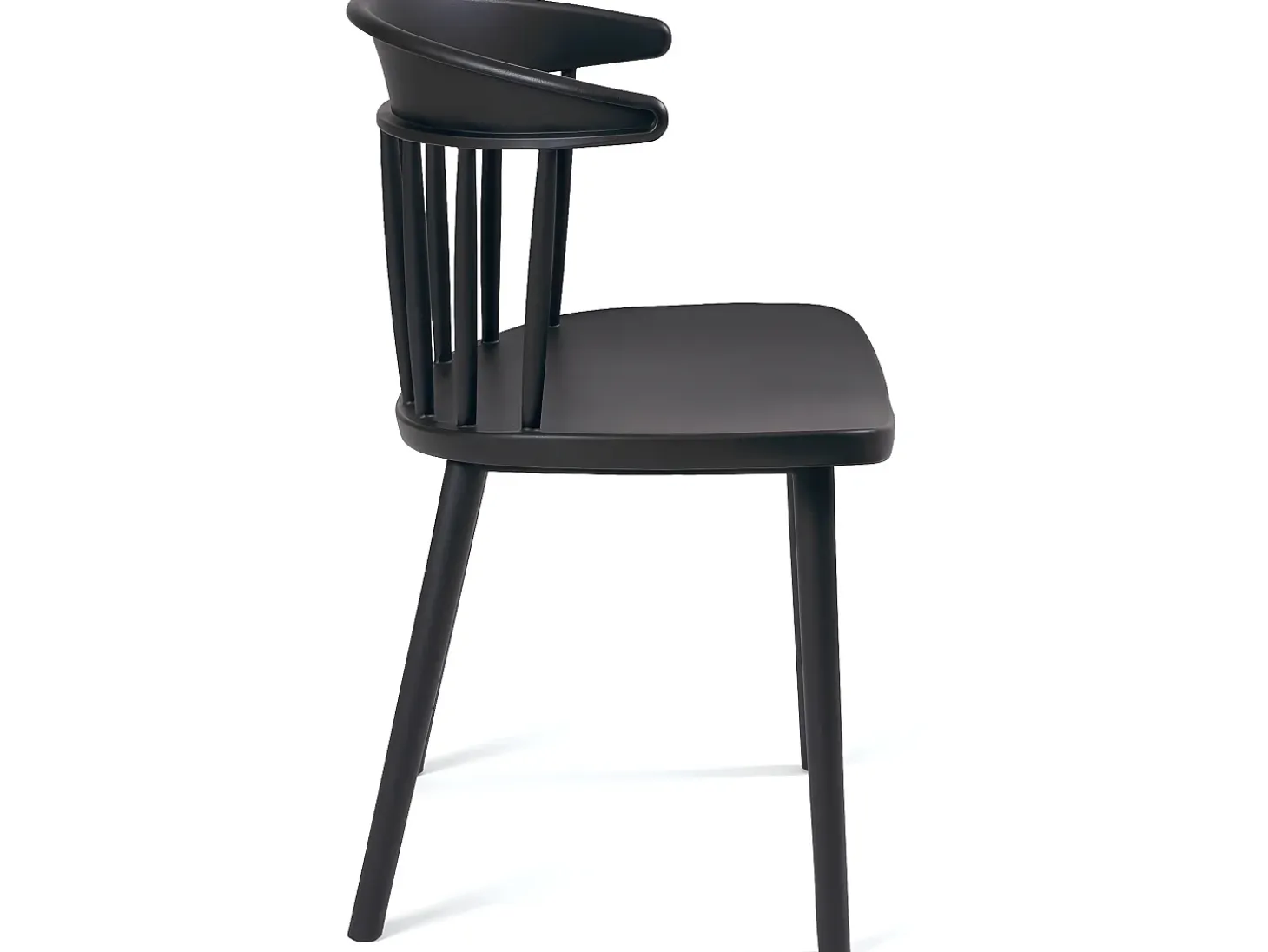 Lote de 2 sillas de cocina negras con respaldo de estilo Windsor occidental, asiento de plástico flexible con respaldo envolvente DIA (Negro)