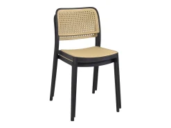 Lote de 2 sillas de cocina apilables Yao – Imitación ratán negro y beige