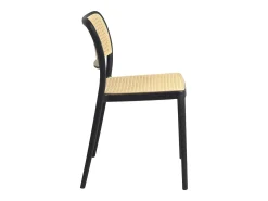 Lote de 2 sillas de cocina apilables Yao – Imitación ratán negro y beige