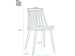 Lote de 2 sillas de cocina bistró café asiento de plástico con barrotes, patas de metal color madera BAO (negro)
