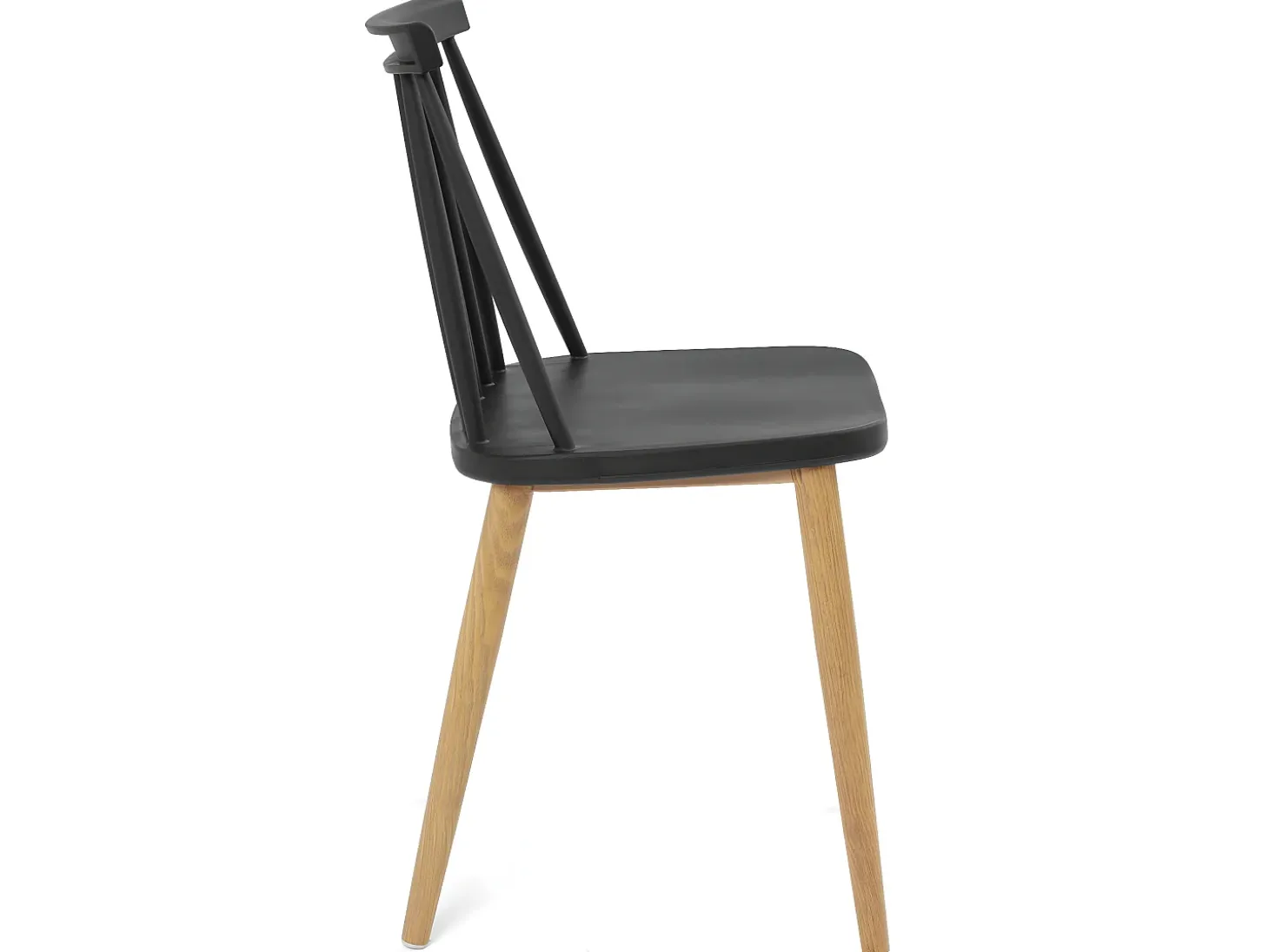 Lote de 2 sillas de cocina bistró café asiento de plástico con barrotes, patas de metal color madera BAO (negro)