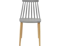 Lote de 2 sillas de cocina bistró café asiento de plástico con barrotes, patas de metal color madera BAO (gris)