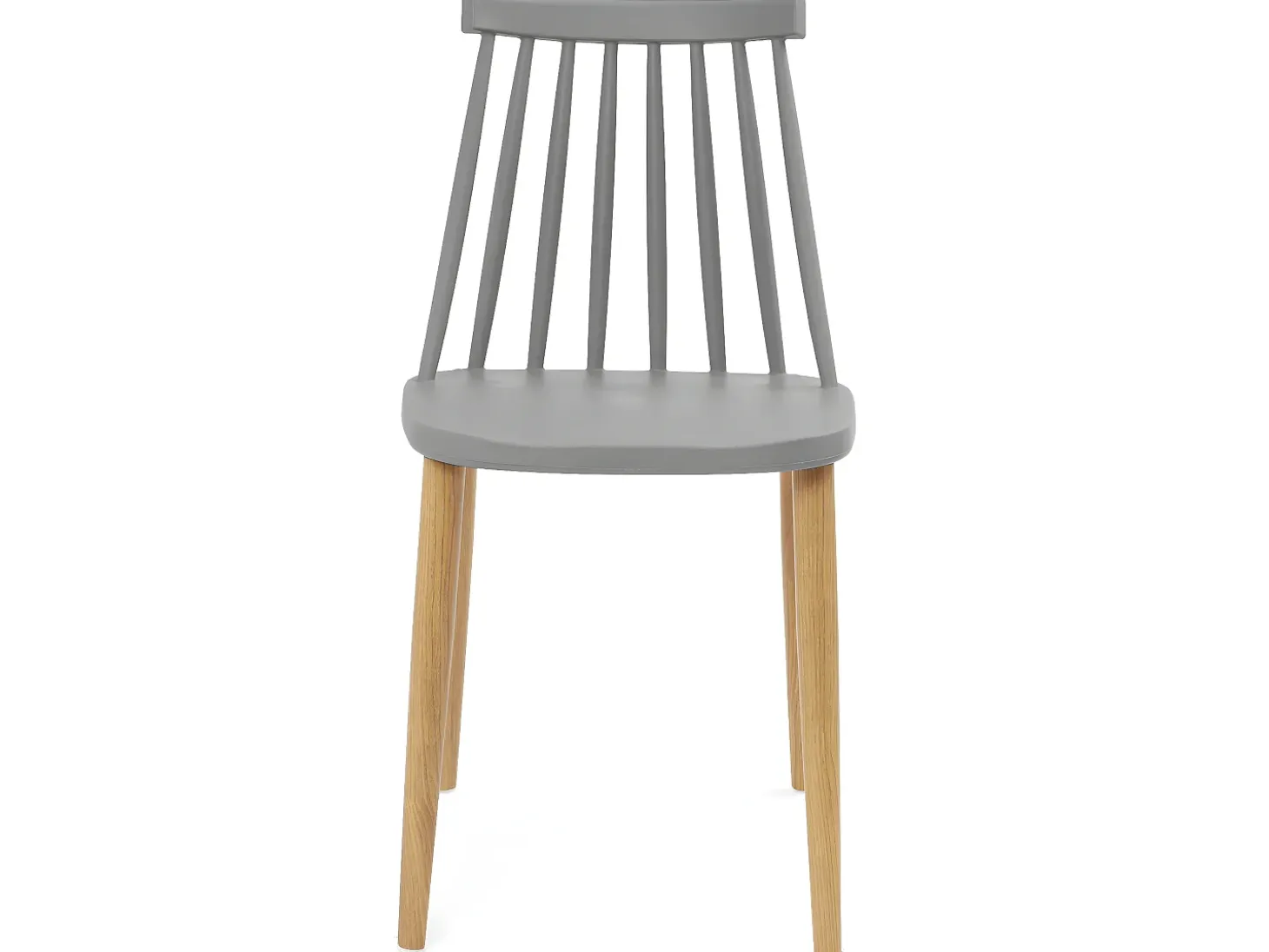 Lote de 2 sillas de cocina bistró café asiento de plástico con barrotes, patas de metal color madera BAO (gris)