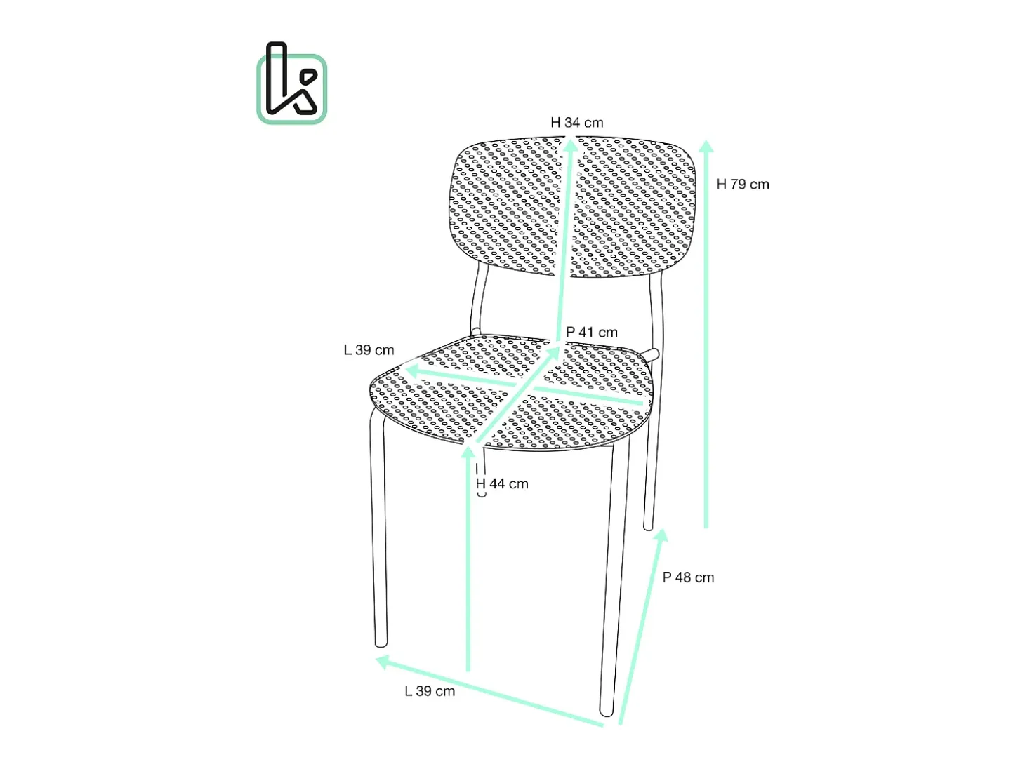 Lote de 4 sillas de cocina apilables Aza – Blanco