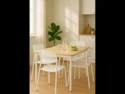Lote de 4 sillas de cocina apilables Aza – Blanco