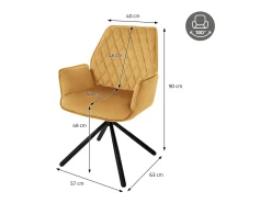 Lote de 2 sillas de comedor giratorias sillón de comedor sillón de salón de terciopelo giratorio 180
