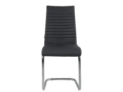 Lote de 2 sillas de comedor de diseño, asiento de cuero sintético acolchado, pata cromada OPUS (negro)