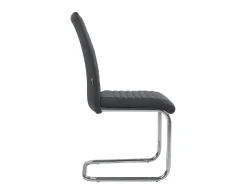 Lote de 2 sillas de comedor de diseño, asiento de cuero sintético acolchado, pata cromada OPUS (negro)