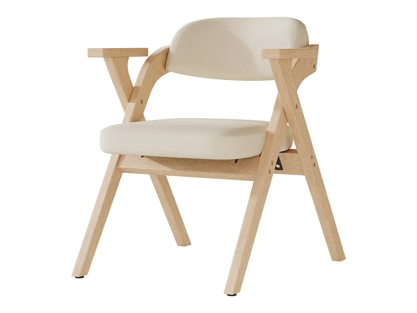 Lote de 6 sillas de comedor - Plegable - sillas de lino - Estructura de madera maciza - Beige