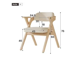 Lote de 6 sillas de comedor - Plegable - sillas de lino - Estructura de madera maciza - Beige