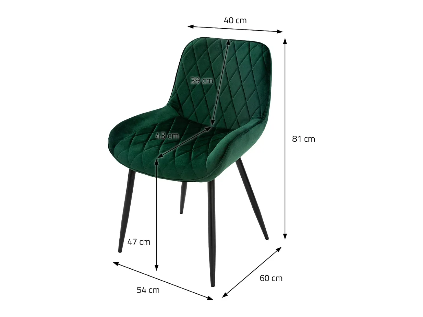 Lote de 4 sillas de comedor sillas de salón silla de cocina terciopelo verde oscuro