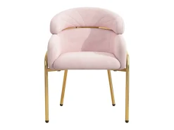 Lote de 4 sillas de comedor - 45x53x79cm - patas de metal - Tela de terciopelo - Rosa