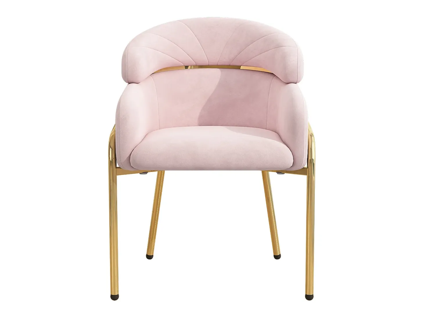 Lote de 4 sillas de comedor - 45x53x79cm - patas de metal - Tela de terciopelo - Rosa