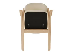 Lote de 4 sillas de comedor - Plegable - sillas de lino - Estructura de madera maciza - Beige