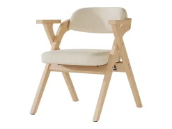 Lote de 4 sillas de comedor - Plegable - sillas de lino - Estructura de madera maciza - Beige