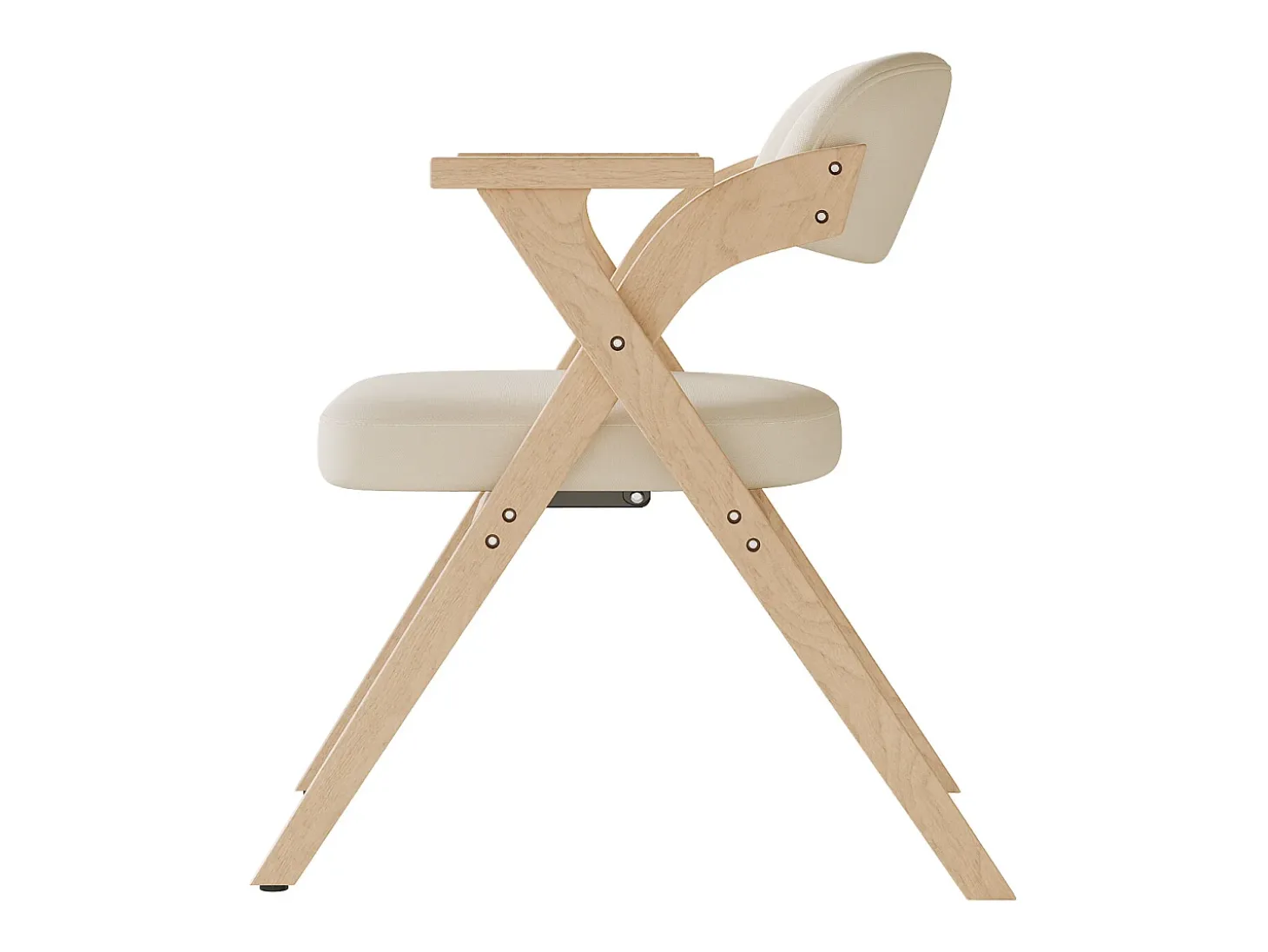 Lote de 4 sillas de comedor - Plegable - sillas de lino - Estructura de madera maciza - Beige