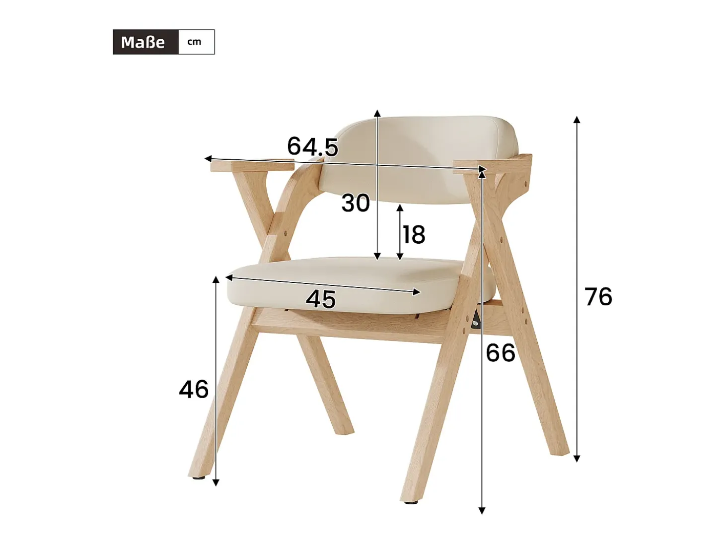 Lote de 4 sillas de comedor - Plegable - sillas de lino - Estructura de madera maciza - Beige