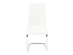 Lote de 2 sillas de comedor de diseño, asiento de cuero sintético acolchado, pata cromada OPUS (blanco)